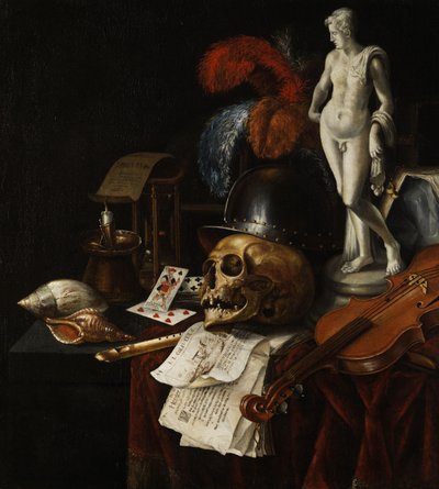 Nature morte de vanité avec crâne et cartes à jouer - Jan Fris